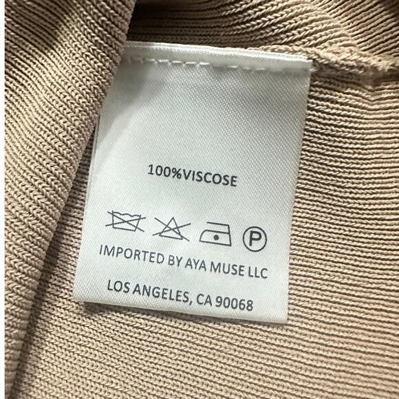 Aya Muse Tipo Mini Dress Women's Small Beige Cowl Neck Open Back Halter $650 - Picture 6 of 11